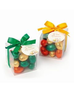 Estuche con 20 huevos praliné y tarjeta Feliz Pascua