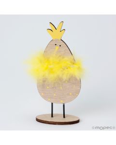 Figura de madera pollito de Pascua amarillo 14,5cm., min.4