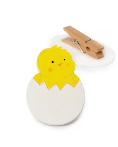 Poussin en bois 5,3 cm. avec pince Pâques