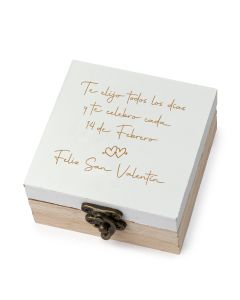 Boîte en bois pour la Saint-Valentin 8,5 x 4,5 x 8,5 cm.