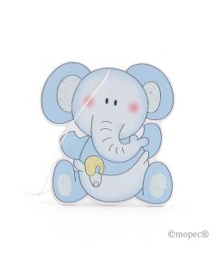Colgante madera elefante azul 6cm., min.12