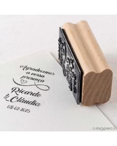 Sello personalizado rect. Agradecemos a vossa... 3x5,5 cm.