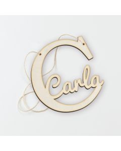 Hanging decoration C with name inside 12cm height approx.