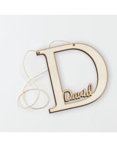 Hanging decoration D with name inside 12cm height approx.