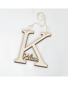 Hanging decoration K with name inside 12cm height approx.
