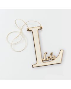 Hanging decoration L with name inside 12cm height approx.