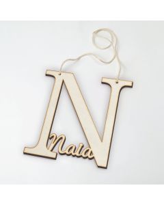 Hanging decoration N with name inside 12cm height approx.
