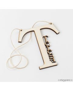 Hanging decoration T with name inside 12cm height approx.