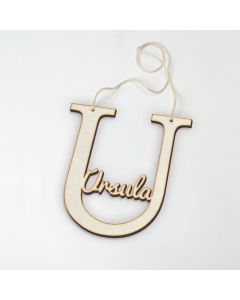 Hanging decoration U with name inside 12cm height approx.