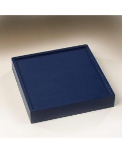 Wooden box in blue colour. 18x18x3.5 cm.