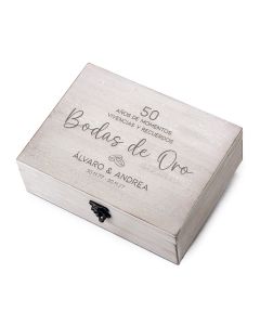Cofre madera Bodas de Oro personalizado 23x17cm.