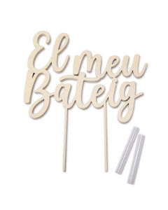 Cake topper madera El Meu Bateig 16x17x0,5cm.