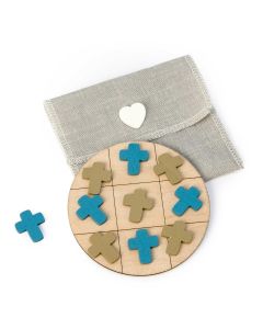 Juego 3 en raya de madera Cruz  azul y beige