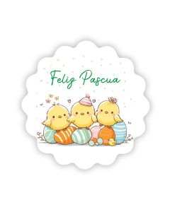 Etiqueta adhesiva Feliz Pascua hoja de 24 unidades