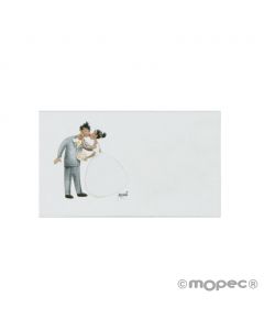 Tarj. precortada novios beso 30xhj., min.5