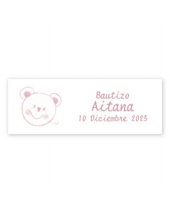 Adhesive labels pink bear, 1sheet = 33labels
