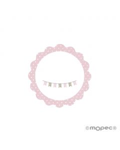 Etiq. adh. Mi Bautizo ondas rosa 1hj=24u, min.5