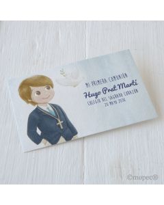 Estampa Comunión niño americana azul precio x 25u.min.25
