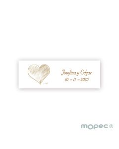 Étiquettes adhésives coeur beige (1feuille = 68étq.)