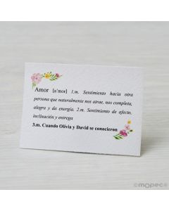 Tarjeta marca sitio def. Amor 7,5x5,5cm.1hj=16u, min.5hj
