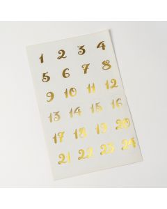 Sheet 24 golden adhesive numbers for Advent Calendar