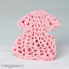 Pink crochet dress with pin 8,5x9cm