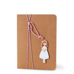 Small notebook decorated with communion girl in a short dres