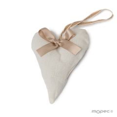 Heart cushion with pendant decorated with satin ribbon