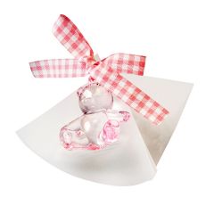 Confezione Orso rosa con 5 confetti cioccolato