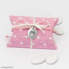 Bracelet cordon rose Ange gardien avec 5dragées chocolat