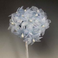Bouquet fleurs perles mini bleu
