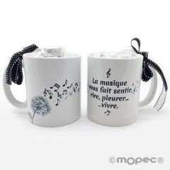 Ceramic mug music with gift box + 6 chocolates