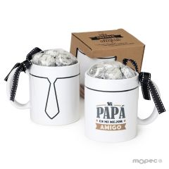 Ceramic mug Mi papá es...mejor amigo 6chocolates in gift box