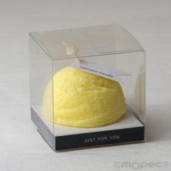 Lemon aromatic candle in PVC box 6X6cm.
