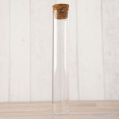 Tubo cristal transparente con tapón de corcho 12,5cm, min.48