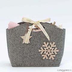 Pack regalo Navidad cesto, pashminas, reno, leds y chocolates, min3
