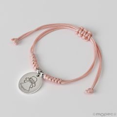 Bracelet cordon rose Ange gardien