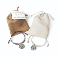 Bag with bracelet with peace dove, ivory and brown