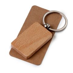 Customizable rectangular wooden key ring 3x5,2cm.