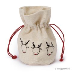 Reindeer cotton bag 6x6x12cm.