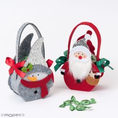 Santa and snowman basket with glitter 12 minifruits