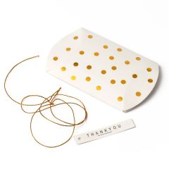 Golden polka dots flask box 9,3x6,5x2,5cm card+ribbon incl.