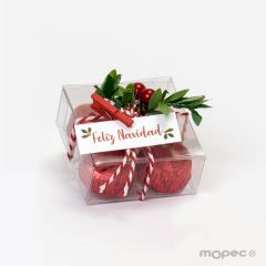 Boîte de houx de Noël 4chocolats avec carte Feliz Navidad *