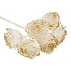 White flower with gold glitter bunch of 6