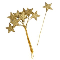 Golden stars with glitter, price x bunch of 10pcs