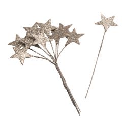 Silver stars with glitter, price x bunch of 10pcs