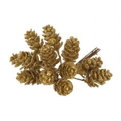 Pinecone with gold glitter bunch of 12