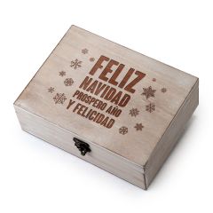 Cofre madera navideño Mensaje 23x17cm. Disponible en varios idiomas