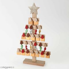 Tree wooden advent calendar 14choc.&10sweets 52cm