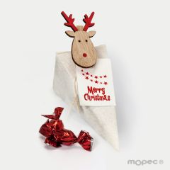 Coffret 4 chevilles reno croki-choc et carte Merry Christmas